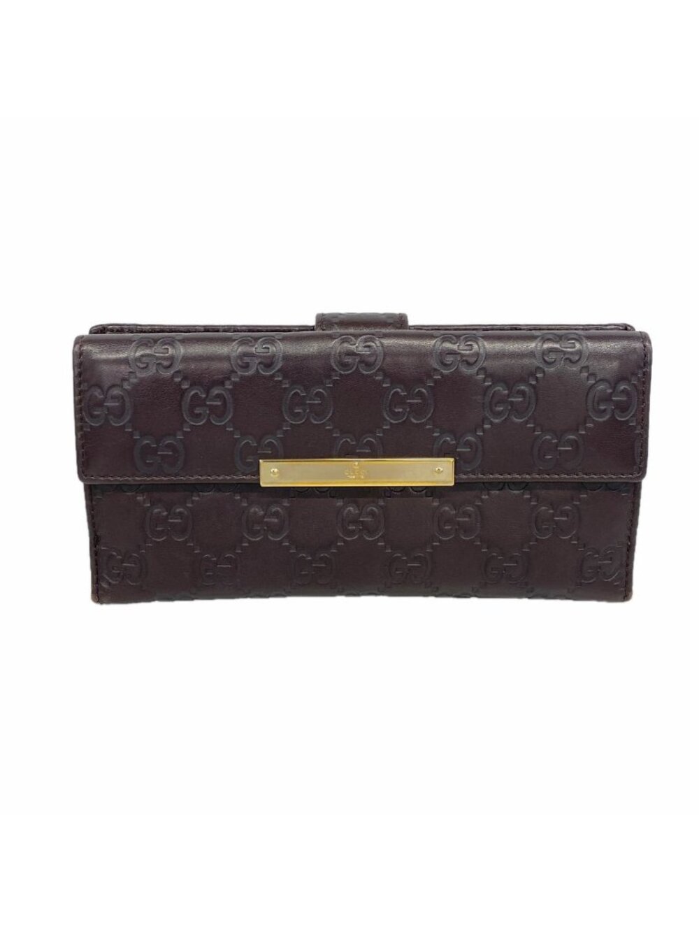 Gucci Wallet Guccissima Leather Dark Brown Gold